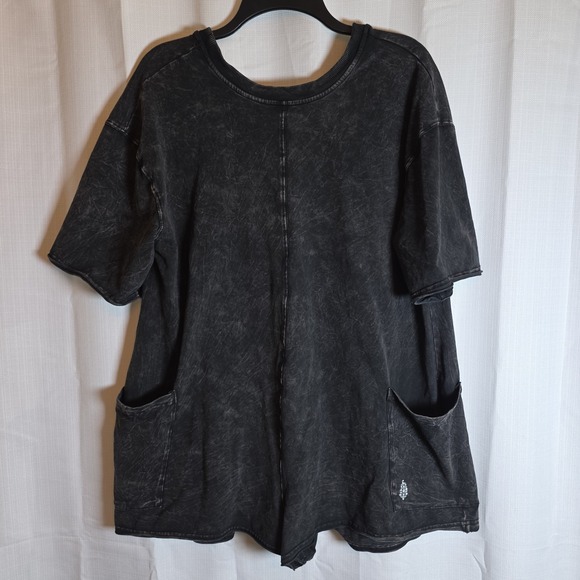 Free People Pants - Free People FP Movement Romper Size Small Hot Shot Tee Washed Black Oversized